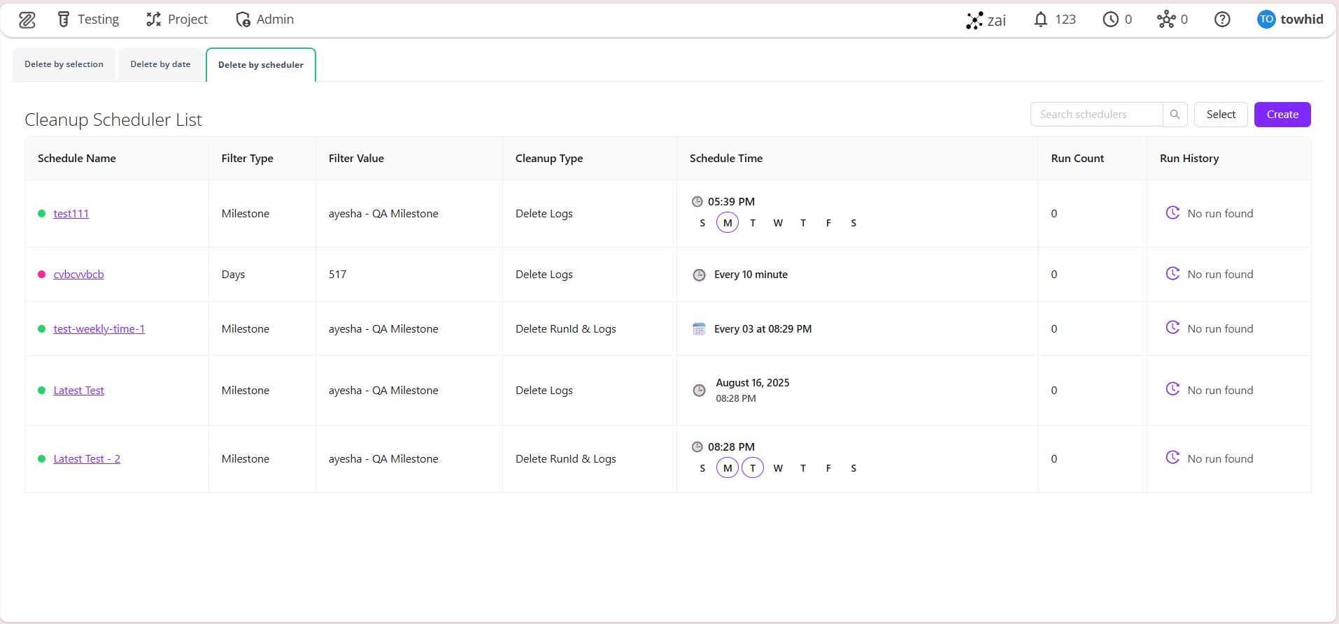 Cleanup scheduler