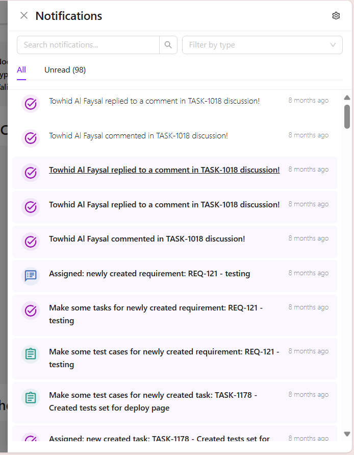 Notification slider